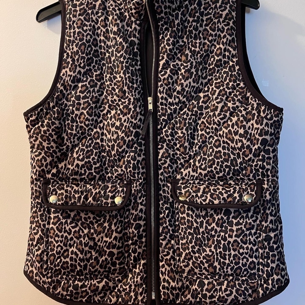 j Crew Leopard Full Zip Vest Size Small - Picture 5 of 7